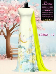 Vải áo dài sen - hạc in 3D