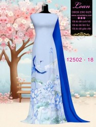 Vải áo dài sen - hạc in 3D
