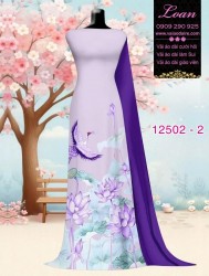 Vải áo dài sen - hạc in 3D