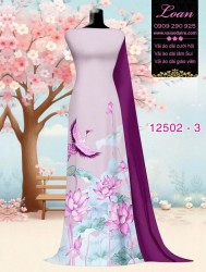 Vải áo dài sen - hạc in 3D