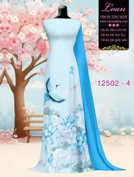 Vải áo dài sen - hạc in 3D