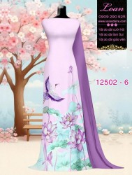 Vải áo dài sen - hạc in 3D