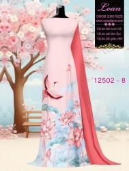 Vải áo dài sen - hạc in 3D