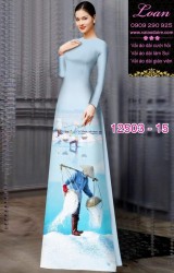 Vải áo dài hình nông dân gánh muối