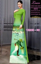 Vải áo dài hình nông dân gánh muối