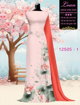 Vải áo dài hoa sen in 3D-DT 12505