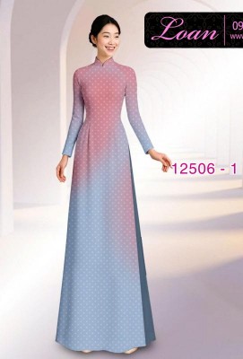 Vải áo dài chấm bi - loang màu-DT 12506