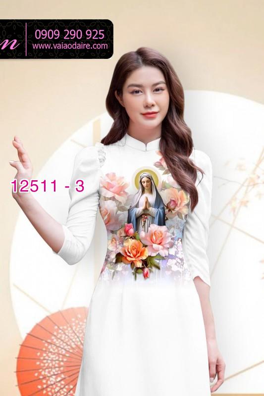 Vải áo dài in hình Đức Mẹ Maria Vải áo dài in hình Đức Mẹ Maria