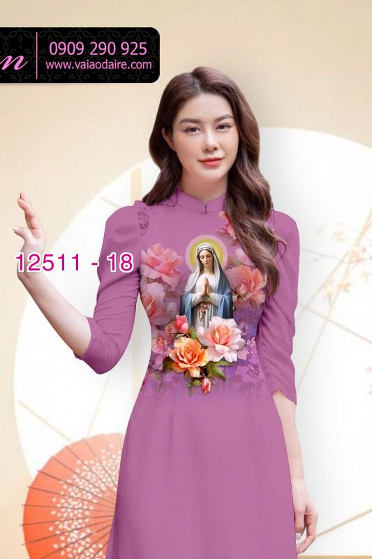 Vải áo dài in hình Đức Mẹ Maria Vải áo dài in hình Đức Mẹ Maria
