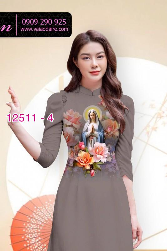 Vải áo dài in hình Đức Mẹ Maria Vải áo dài in hình Đức Mẹ Maria