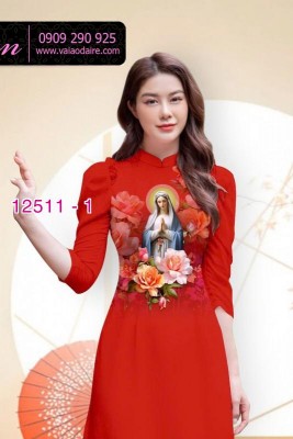 Vải áo dài in hình Đức Mẹ Maria-DT 12511