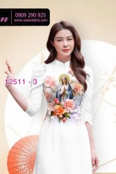 Vải áo dài in hình Đức Mẹ Maria