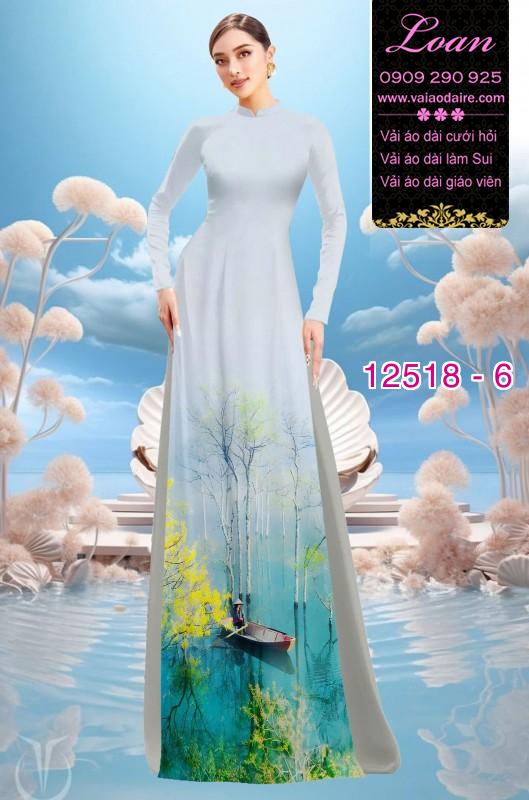 Vải áo dài phong cảnh chèo ghe Vải áo dài phong cảnh chèo ghe