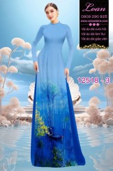 Vải áo dài phong cảnh chèo ghe