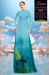 Vải áo dài phong cảnh chèo ghe