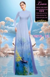 Vải áo dài phong cảnh chèo ghe