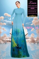 Vải áo dài phong cảnh chèo ghe
