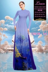 Vải áo dài phong cảnh chèo ghe