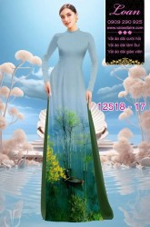 Vải áo dài phong cảnh chèo ghe
