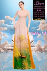 Vải áo dài phong cảnh chèo ghe