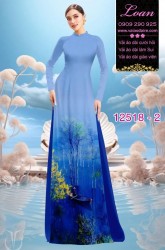 Vải áo dài phong cảnh chèo ghe