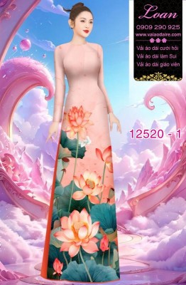 Vải áo dài hoa sen in 3D-DT 12520