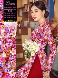 Vải áo dài hoa nhí in 3D