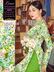 Vải áo dài hoa nhí in 3D