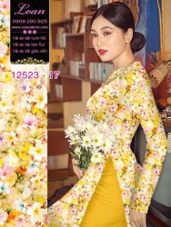 Vải áo dài hoa nhí in 3D