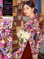 Vải áo dài hoa nhí in 3D