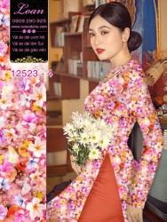 Vải áo dài hoa nhí in 3D