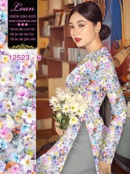 Vải áo dài hoa nhí in 3D