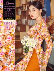 Vải áo dài hoa nhí in 3D