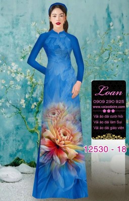 Vải áo dài hoa in 3D sắc nét-DT 12530
