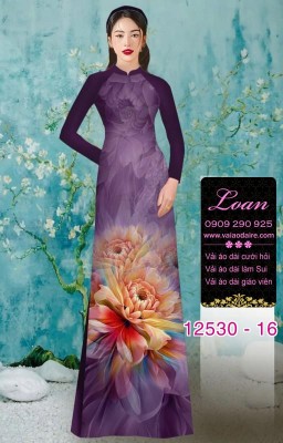 Vải áo dài hoa in 3D sắc nét-DT 12530