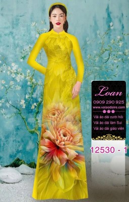 Vải áo dài hoa in 3D sắc nét-DT 12530