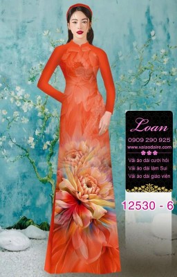 Vải áo dài hoa in 3D sắc nét-DT 12530