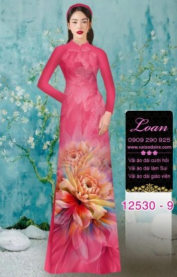 Vải áo dài hoa in 3D sắc nét-DT 12530