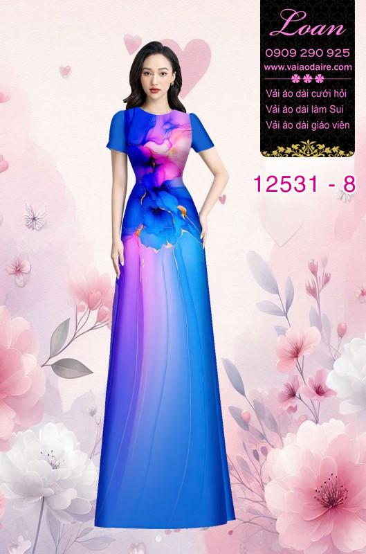 Vải áo dài hoa in 3D nền ombre Vải áo dài hoa in 3D nền ombre