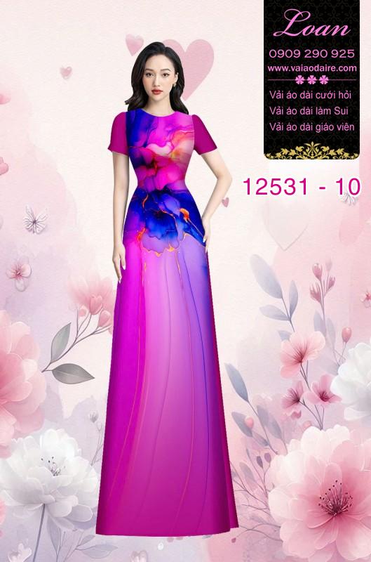 Vải áo dài hoa in 3D nền ombre Vải áo dài hoa in 3D nền ombre