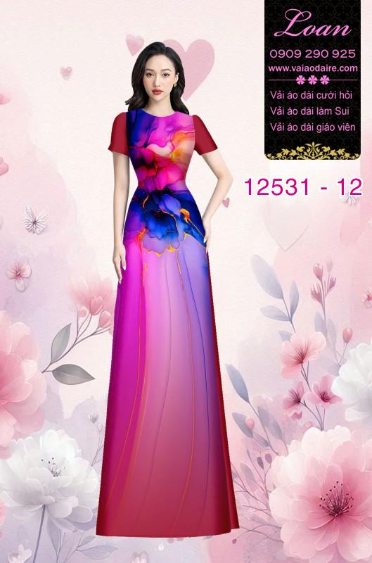 Vải áo dài hoa in 3D nền ombre Vải áo dài hoa in 3D nền ombre