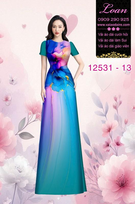 Vải áo dài hoa in 3D nền ombre Vải áo dài hoa in 3D nền ombre