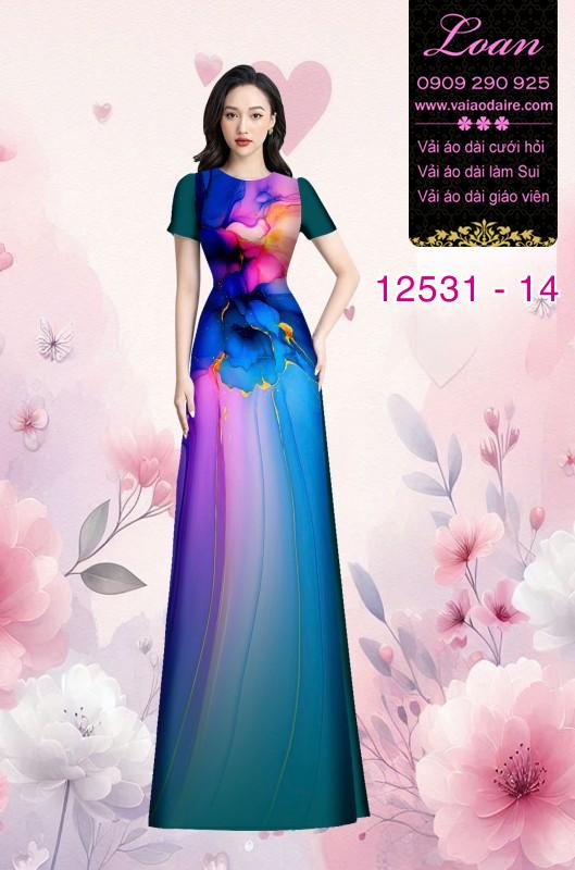 Vải áo dài hoa in 3D nền ombre Vải áo dài hoa in 3D nền ombre