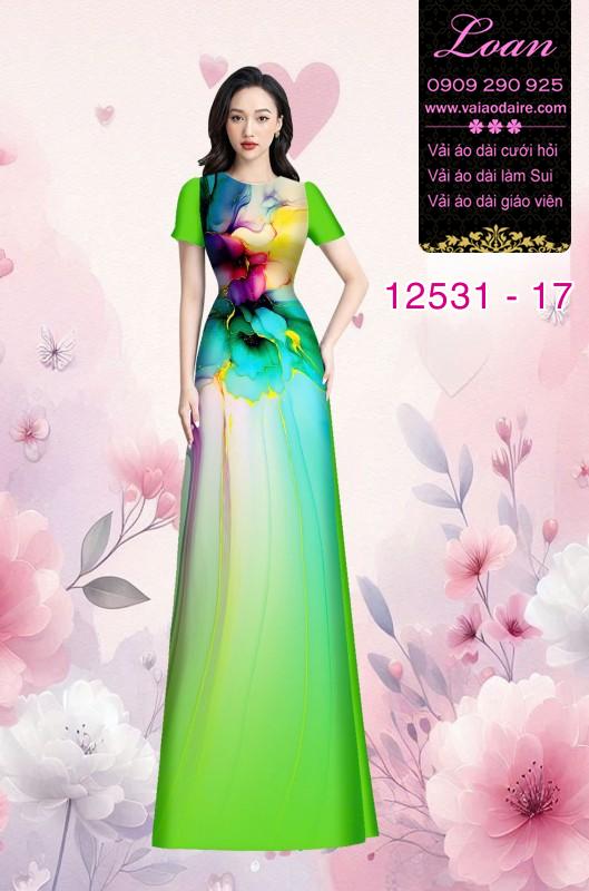 Vải áo dài hoa in 3D nền ombre Vải áo dài hoa in 3D nền ombre