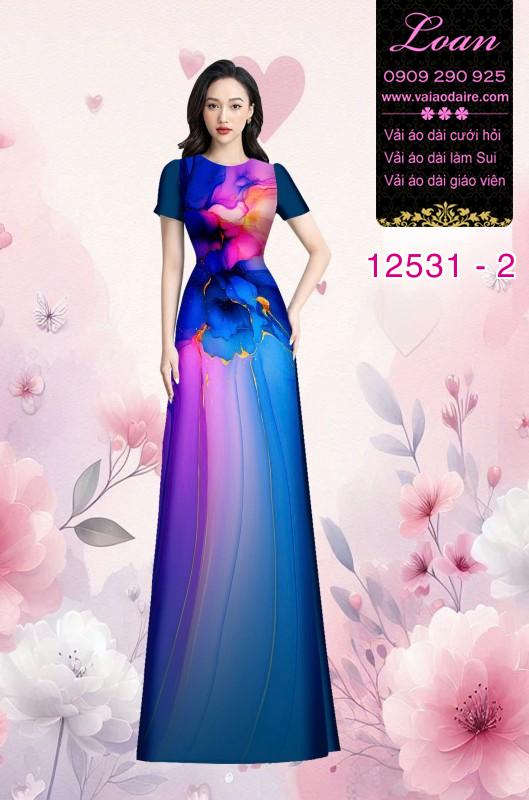 Vải áo dài hoa in 3D nền ombre Vải áo dài hoa in 3D nền ombre