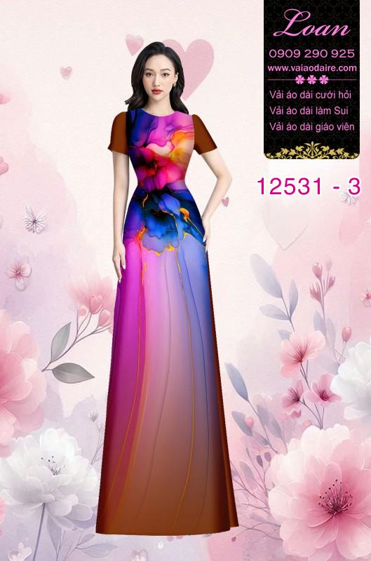 Vải áo dài hoa in 3D nền ombre Vải áo dài hoa in 3D nền ombre