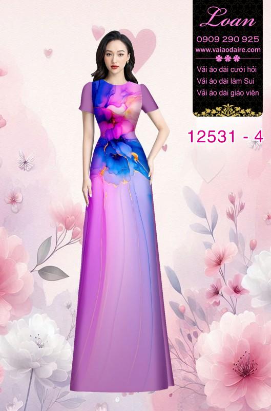 Vải áo dài hoa in 3D nền ombre Vải áo dài hoa in 3D nền ombre