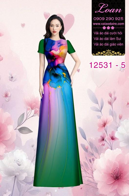 Vải áo dài hoa in 3D nền ombre Vải áo dài hoa in 3D nền ombre