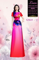 Vải áo dài hoa in 3D nền ombre