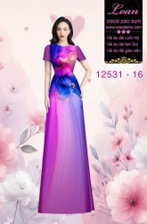 Vải áo dài hoa in 3D nền ombre